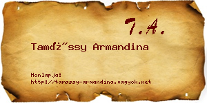 Tamássy Armandina névjegykártya